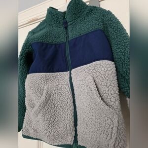 Carter's Toddler Boys Sherpa Jacket size 3T Green,Navy and Navy Full Zip